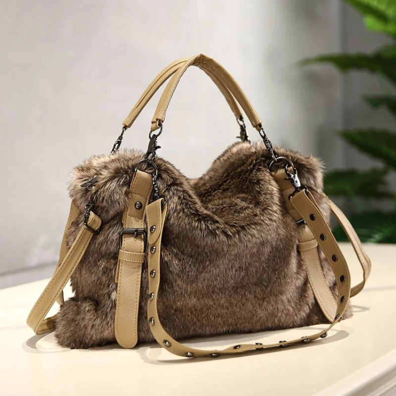 Women Bags Guess - 여성용 모직 벨벳 숄더백, 트렌디한 다목적