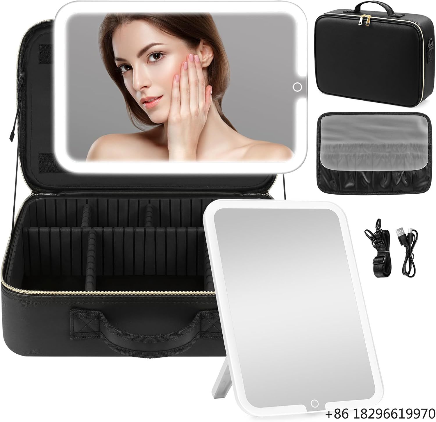 Women Vanity Bags - 휴대용 여행용 화장품 가방, LED 조명