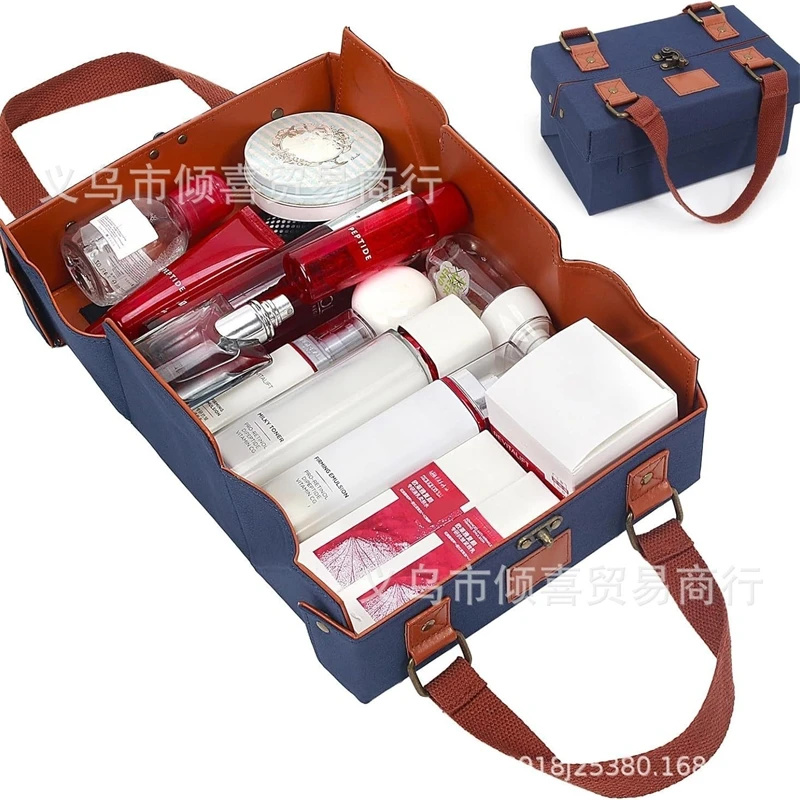 Women Vanity Bags - 가죽 자석식 메이크업 토트백 화장품 정리