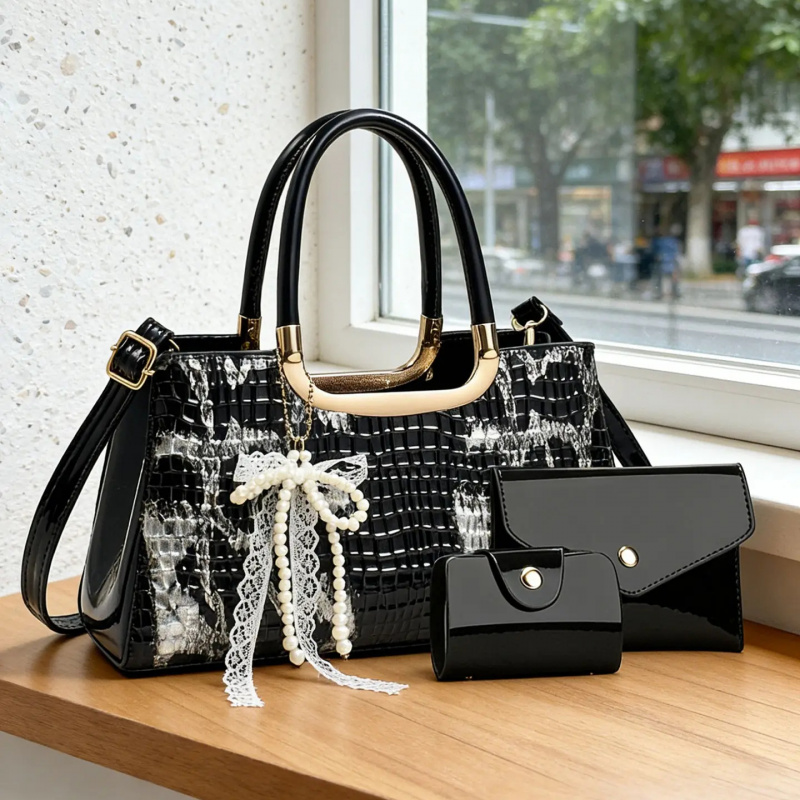 Women Bags Accessories - 여성용 핸드백 세트, 악어 무늬 이브닝
