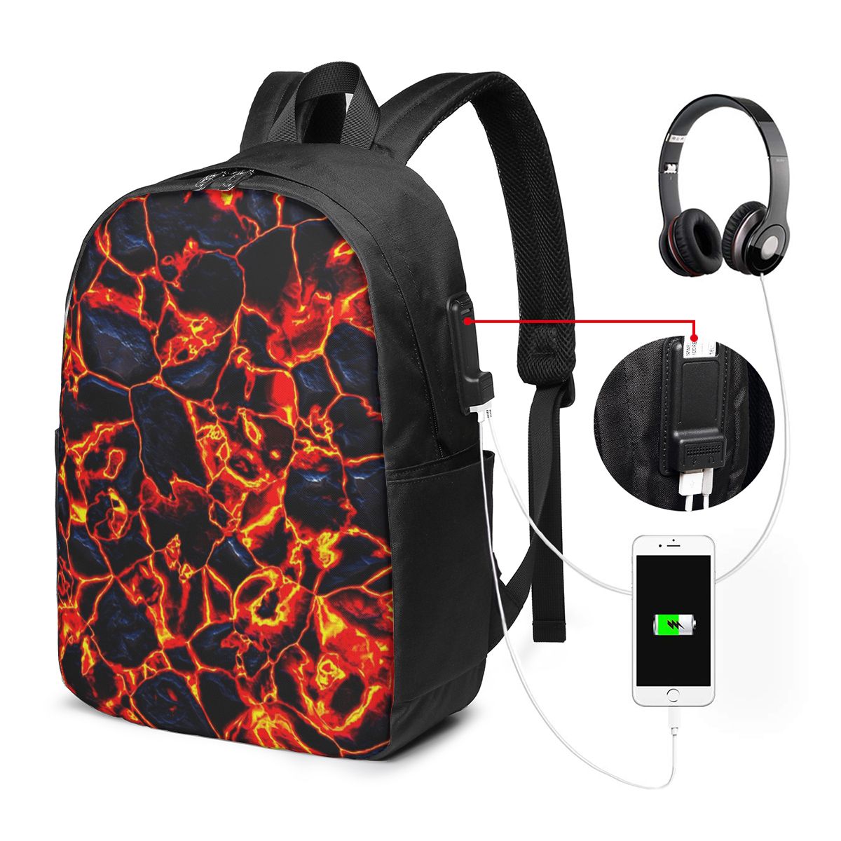 마그마 화산 용암 화재 배낭 여행 노트북 가방 컴퓨터  - Women Bags Laptop 리뷰 및 가격