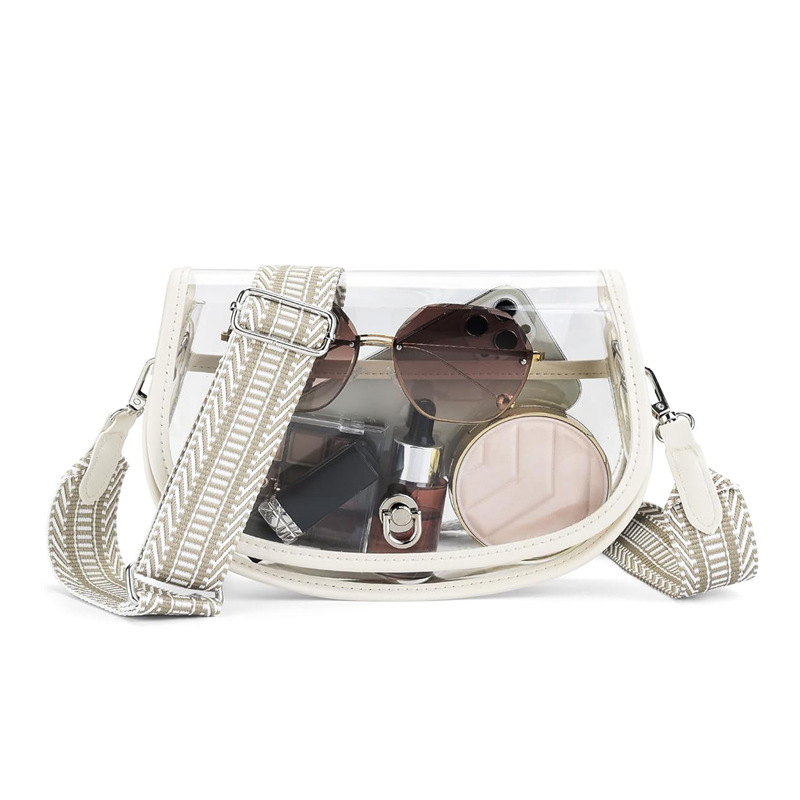 OUIO 전화 파우치 패션 클리어 PVC 새들 백 골드 - Women Bags Purses 리뷰 및 가격