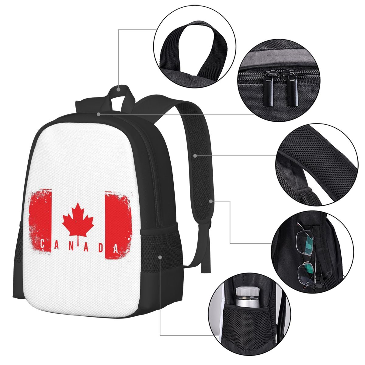 캐나다 국기 학생 배낭 학교 가방 하이킹 여행 데이 팟 - Women Bags Canada 리뷰 및 가격