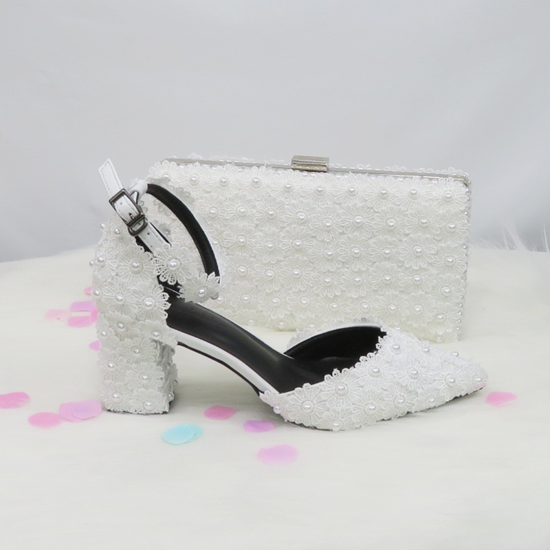 바오야팡 블루 화이트 비즈 스트랩 진주 웨딩 슈즈 신부 - Women Bags For Party 리뷰 및 가격