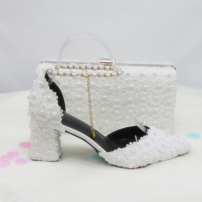 바오야팡 블루 화이트 비즈 스트랩 진주 웨딩 슈즈 신부 - Women Bags For Party 리뷰 및 가격