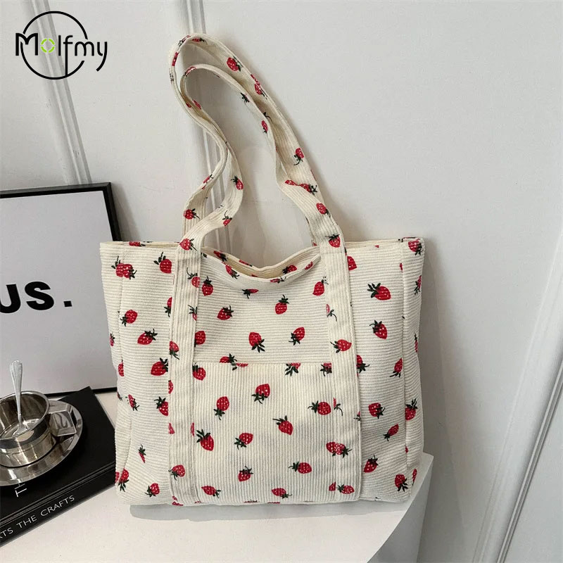 코듀로이 핸드백 딸기 비치 백 세련된 다용도 숄더백 대 - Women Bags Guess 리뷰 및 가격