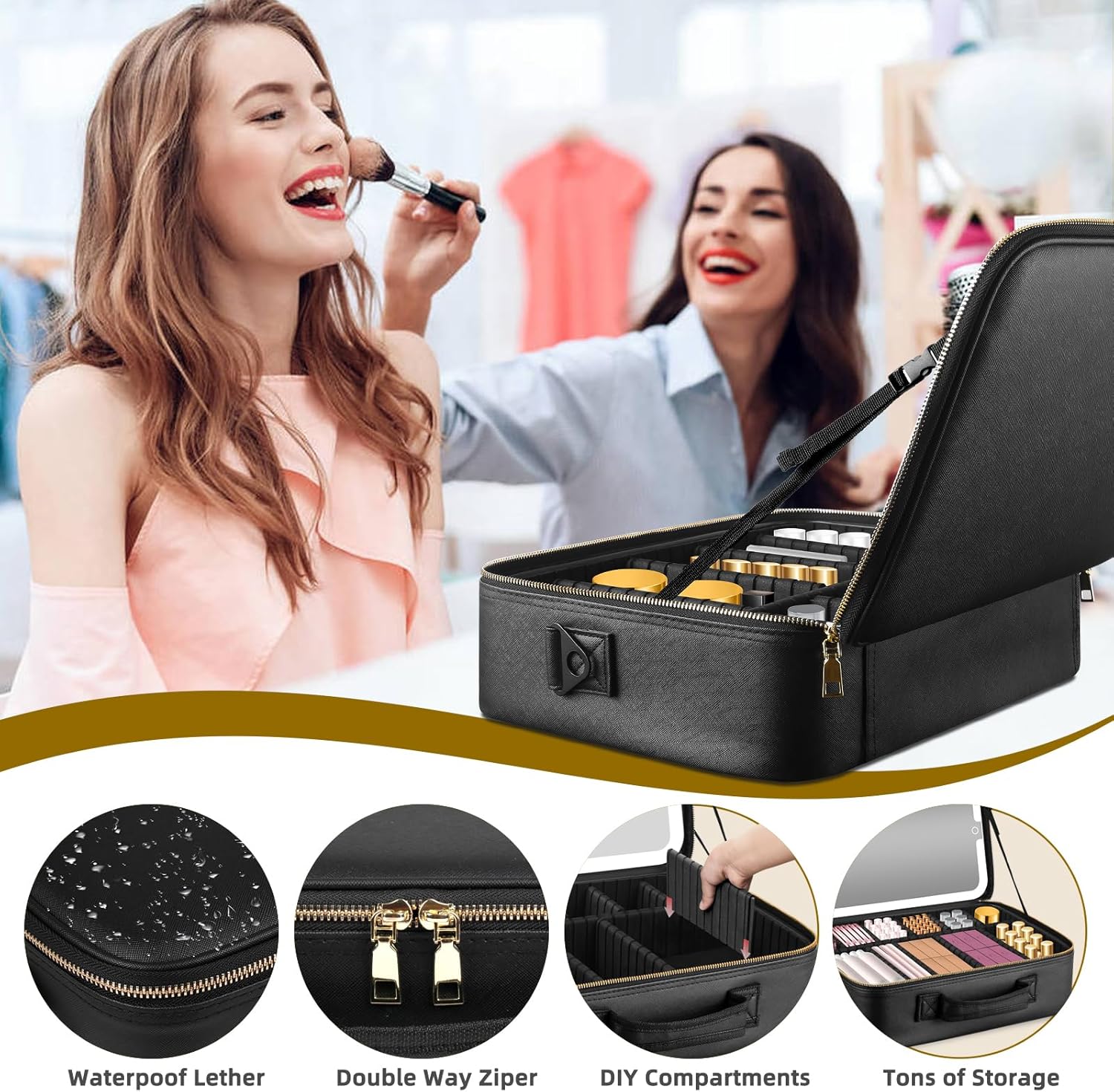 휴대용 여행용 화장품 가방, LED 조명 거울 포함,  - Women Vanity Bags 리뷰 및 가격