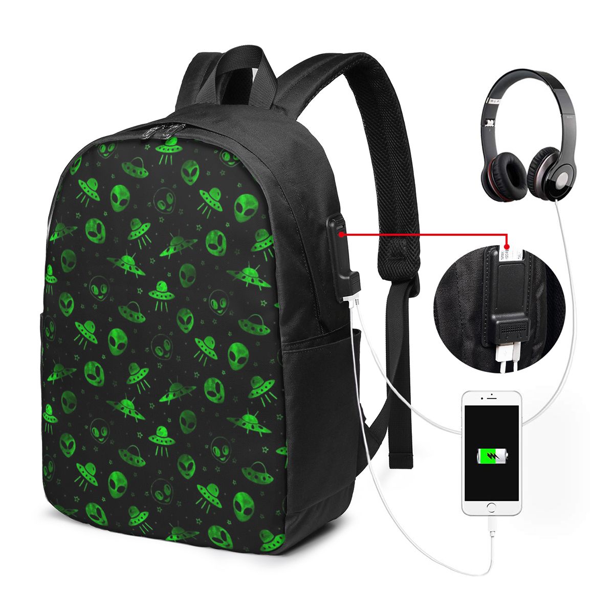외계인과 UFO 패턴 배낭 여행 노트북 가방 컴퓨터 대 - Women Bags Laptop 리뷰 및 가격
