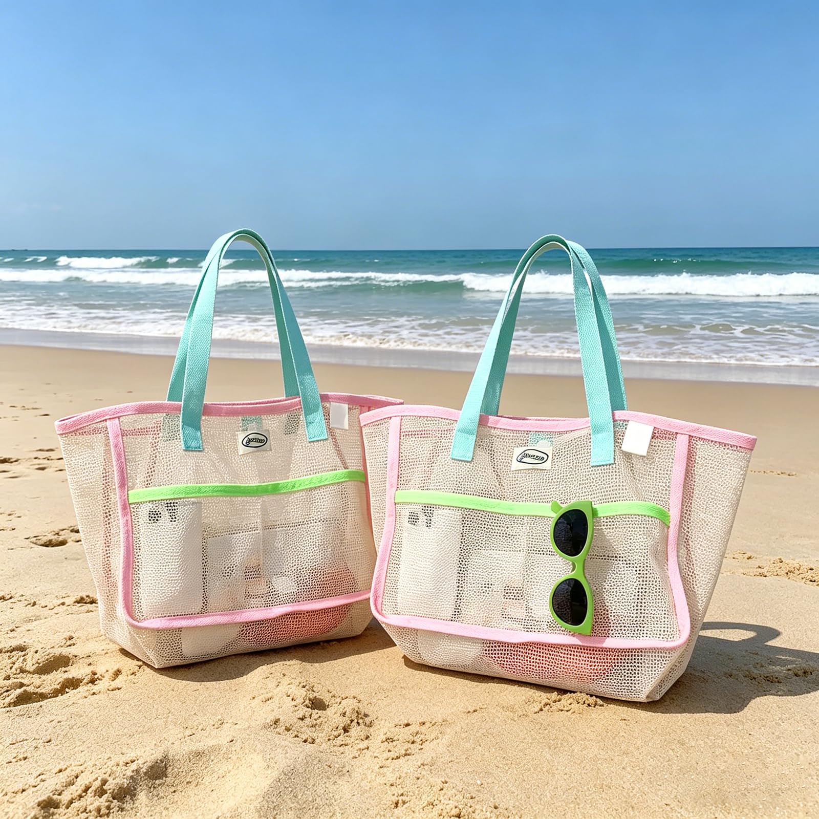 여성용 비치백, 화려한 접이식 그물망 모래 가방, 여행 - Women Bags Accessories 리뷰 및 가격