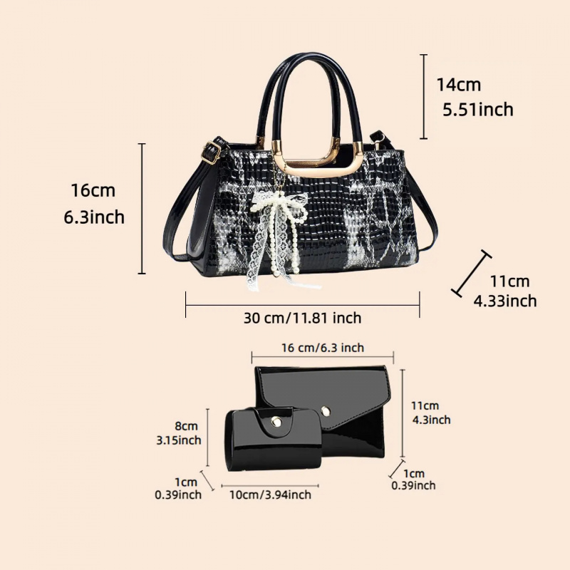 여성용 핸드백 세트, 악어 무늬 이브닝 클러치, 파티  - Women Bags Accessories 리뷰 및 가격